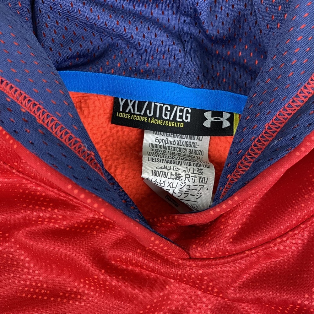 Under Armour Youth XL Boys Girls Unisex Hoodie‎ Sweat Shirt Red Loose Fit - Picture 4 of 6